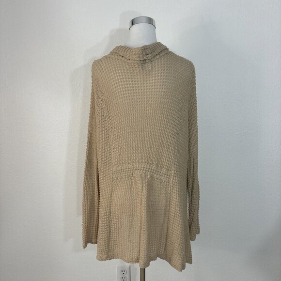 ColdWater Creek Sweater Cardigan Duster Womans 1X 18 Open Front Tan Stretch Knit - Picture 4 of 16